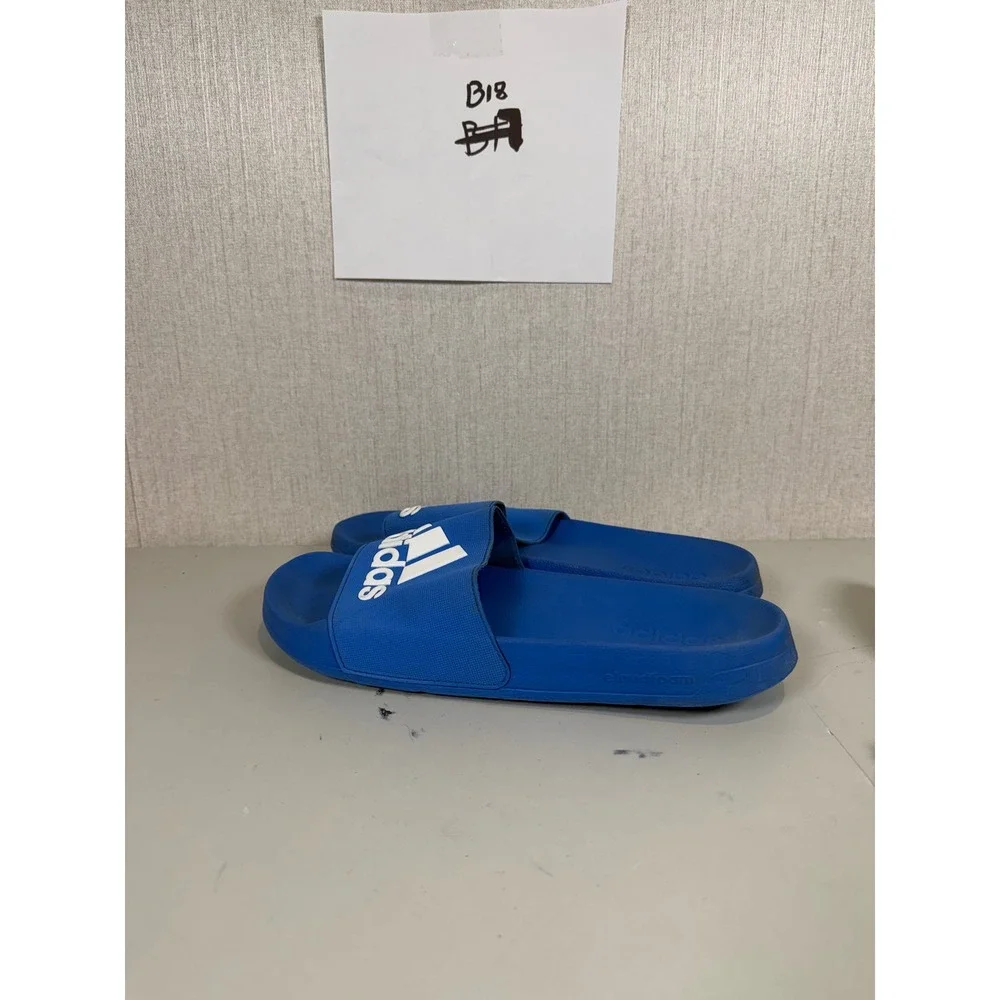 Adidas Cloudfoam Adilette Slides Blue White‎ Mens Athletic Sandals Logo B18